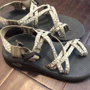 Brown and white Chacos Women’s 7